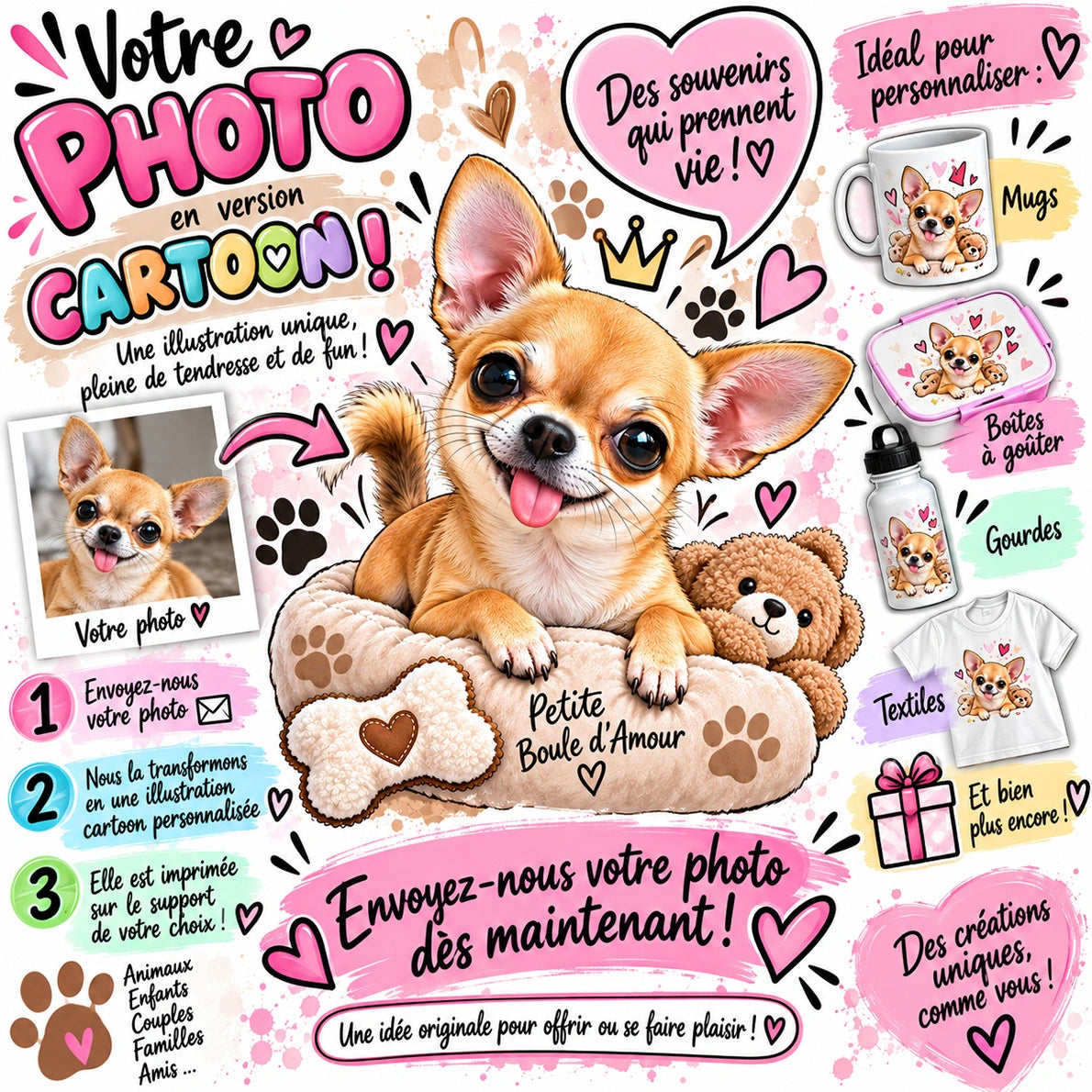 ☕ Mug en céramique personnalisé – Votre photo transformée en Cartoon 🎨💕