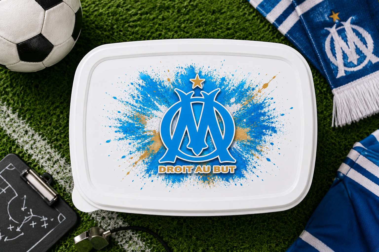 Boîte à gouter personnalisable avec le prénom , coupe de football, équipe de France,Marseille OM