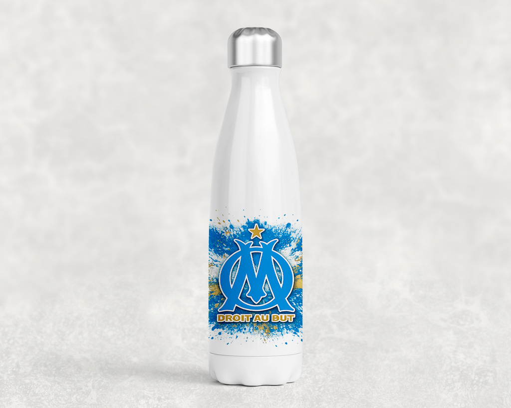 Gourde, bouteille isothermique, personnalisable en acier inoxydable, coupe de football, équipe de Marseille OM