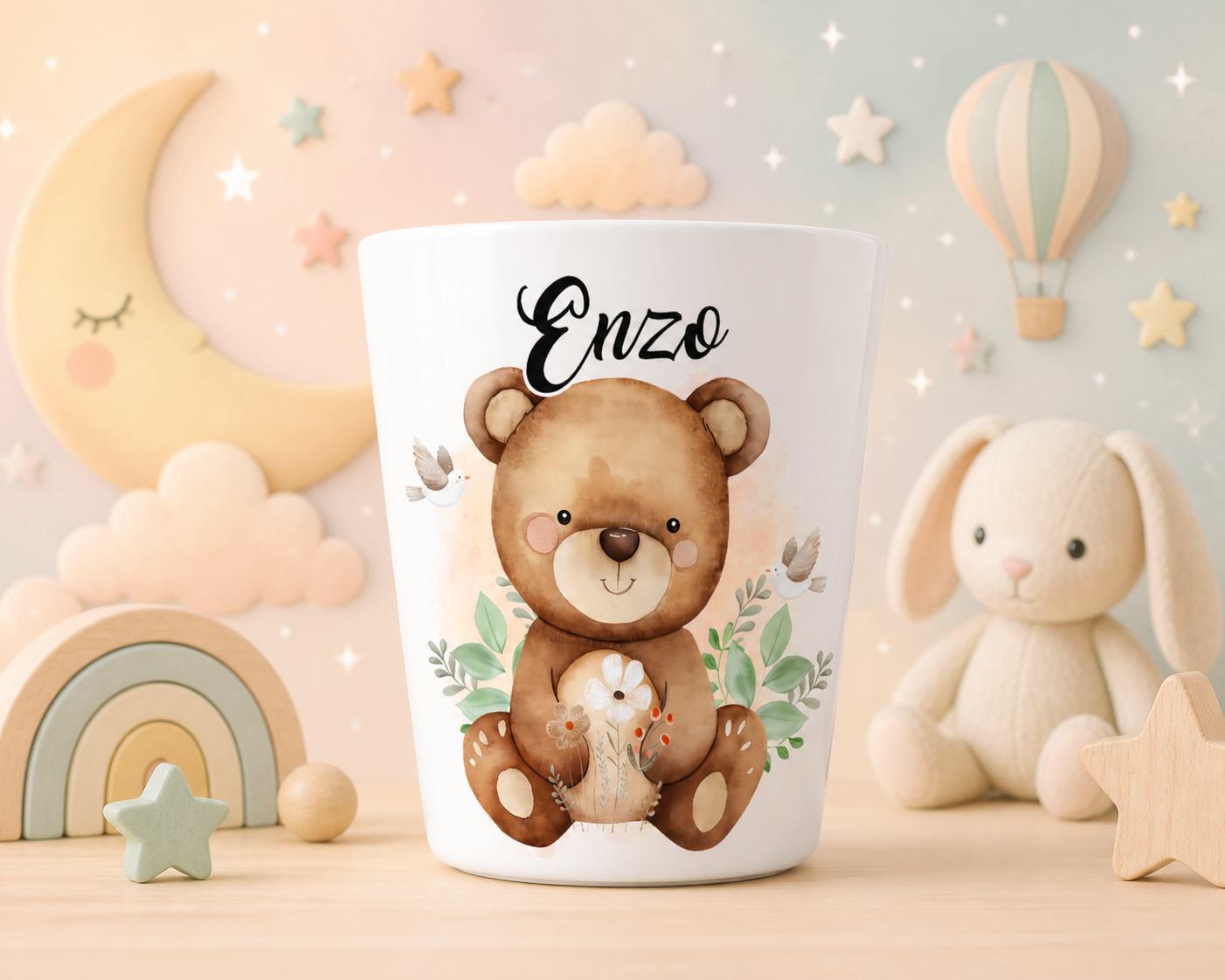 gobelet enfant, gobelet personnalise, gobelet bebe, gobelet prenom, gobelet pastel, gobelet animaux, gobelet ourson, gobelet foret, univers enfant, cadeau naissance, vaisselle enfant, gobelet boho, gobelet mignon, gobelet illustration, gobelet nursery