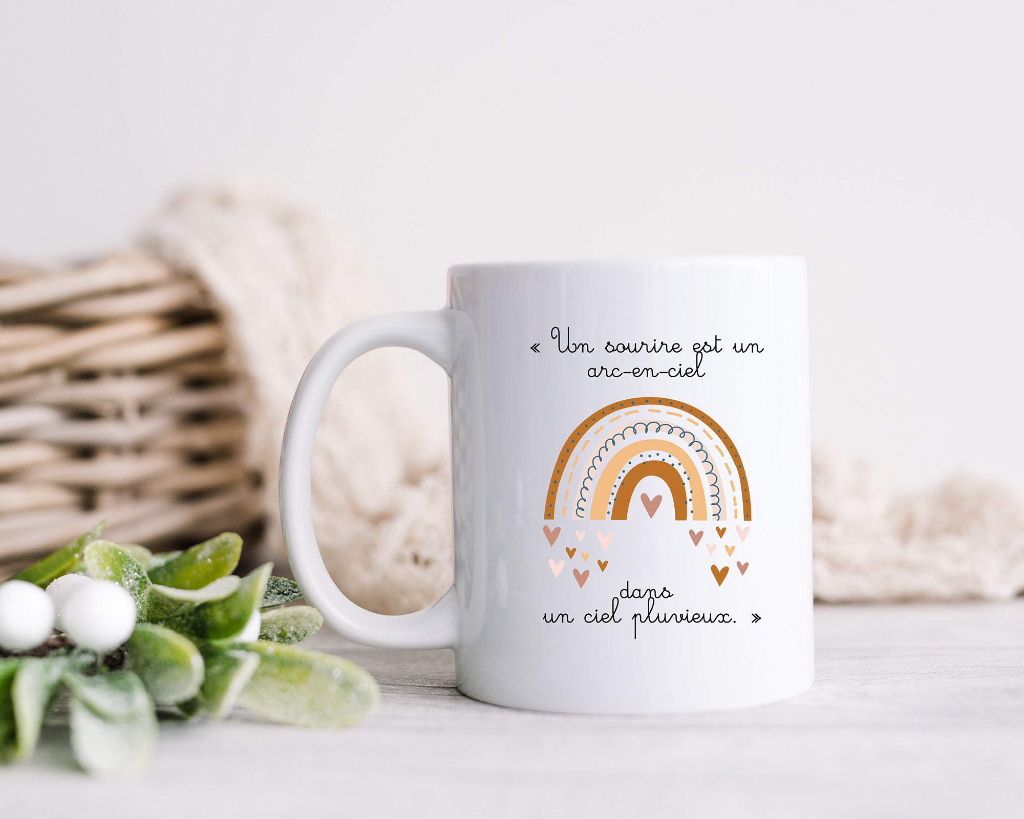 Mug Céramique personnalisable, idée cadeau, boisson chaudes. Arc en Ciel
