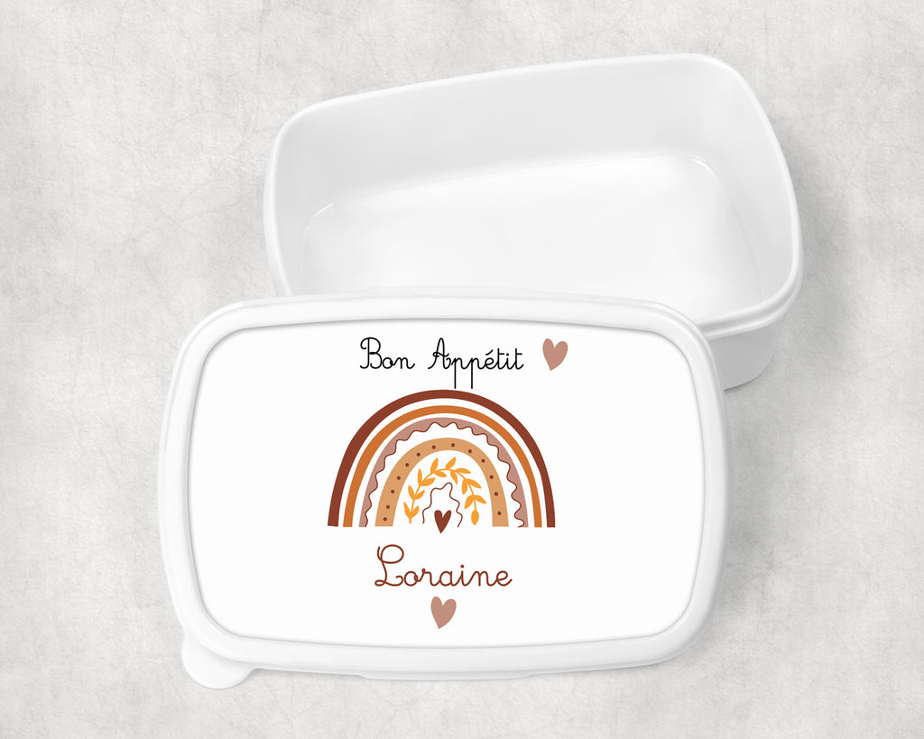 Boîte à goûter enfant personnalisable, boîte à lunch, boîte gourmandise personnalisée, boîte à goûter enfant, boîte à biscuits. Arc en Ciel
