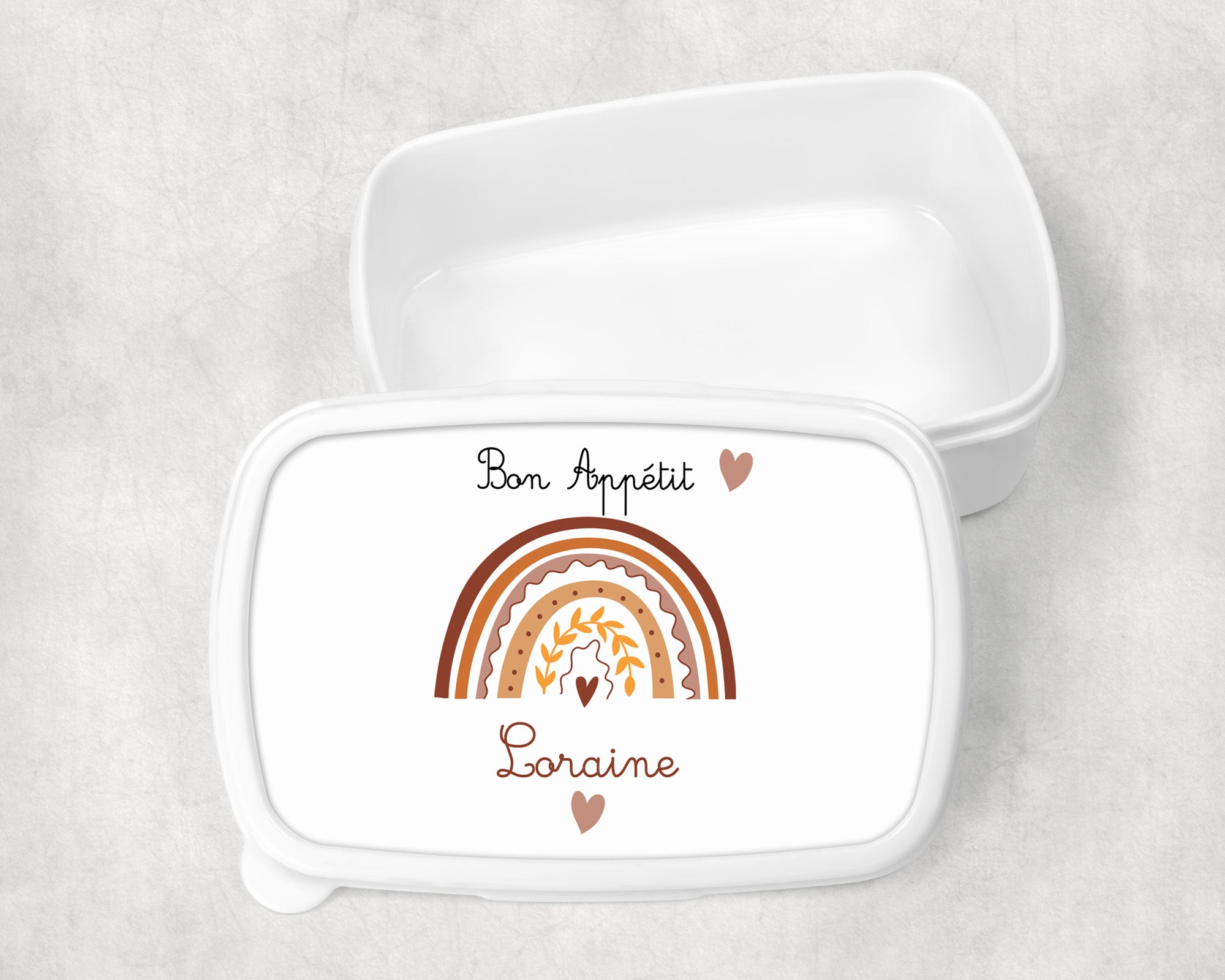 Boîte à goûter enfant personnalisable, boîte à lunch, boîte gourmandise personnalisée, boîte à goûter enfant, boîte à biscuits. Arc en Ciel