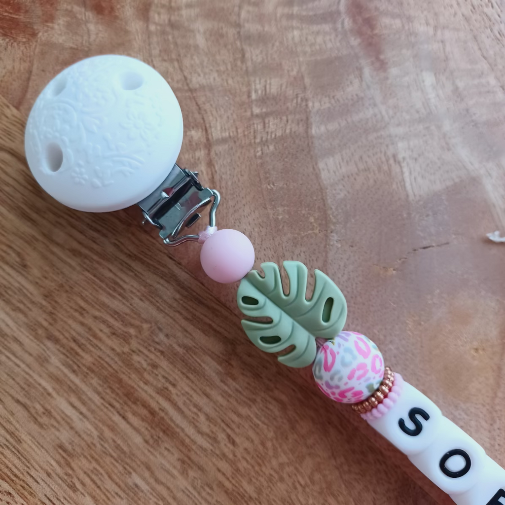 attache tetine personnalisable en silicone alimentaire, superbe cadeau naissance