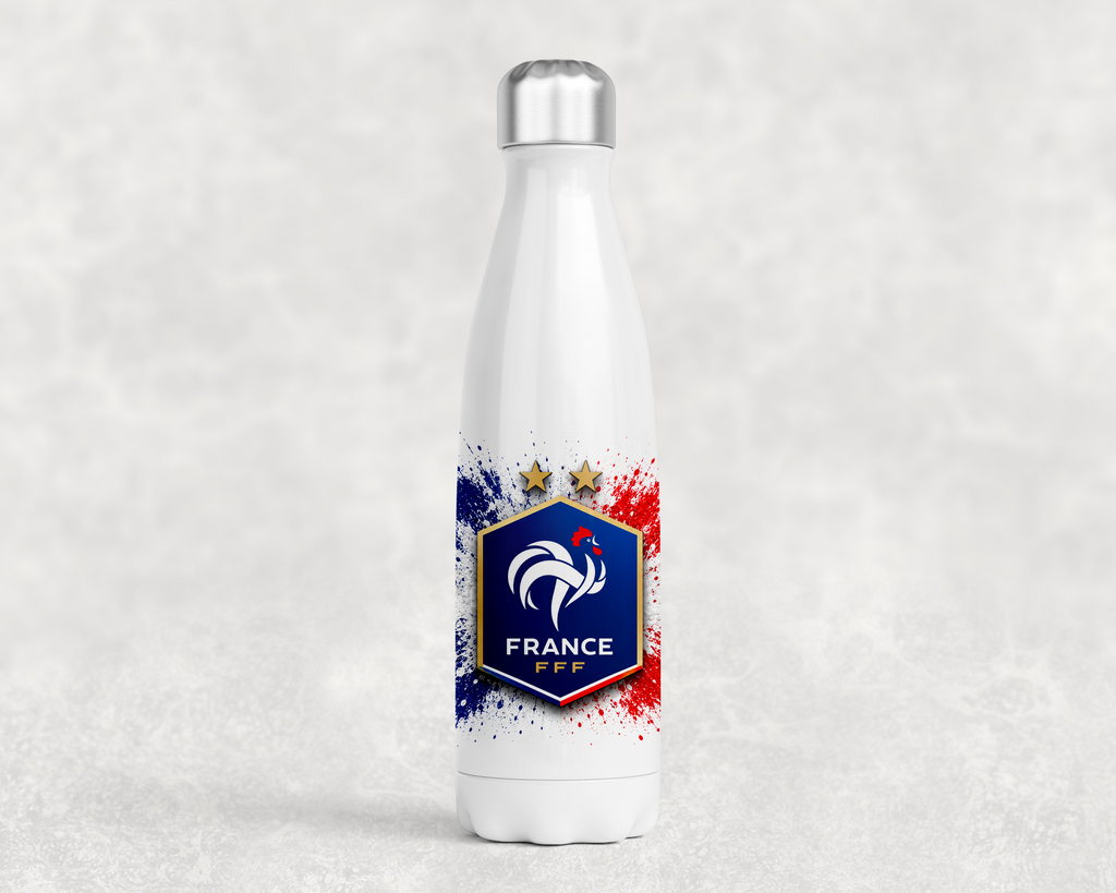 Gourde, bouteille isothermique, personnalisable en acier inoxydable, coupe de football, équipe de France,.