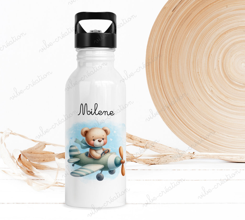 gourde personnalisable avec prénom, paille, incassable, pour les enfants 