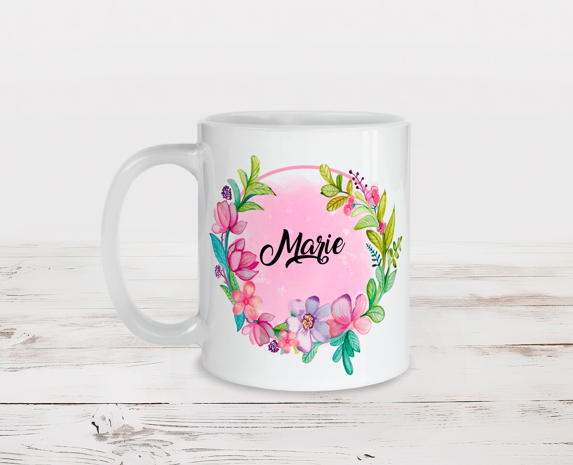 Mug Céramique personnalisable, idée cadeau, boisson chaudes. Prénom Fleurs