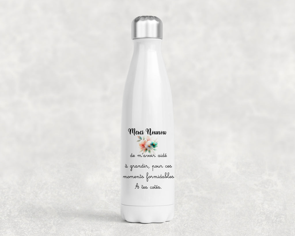 Gourde-bouteille Isotherme Personnalisée 750 ml – Cadeau Merci Nounou avec Prénom