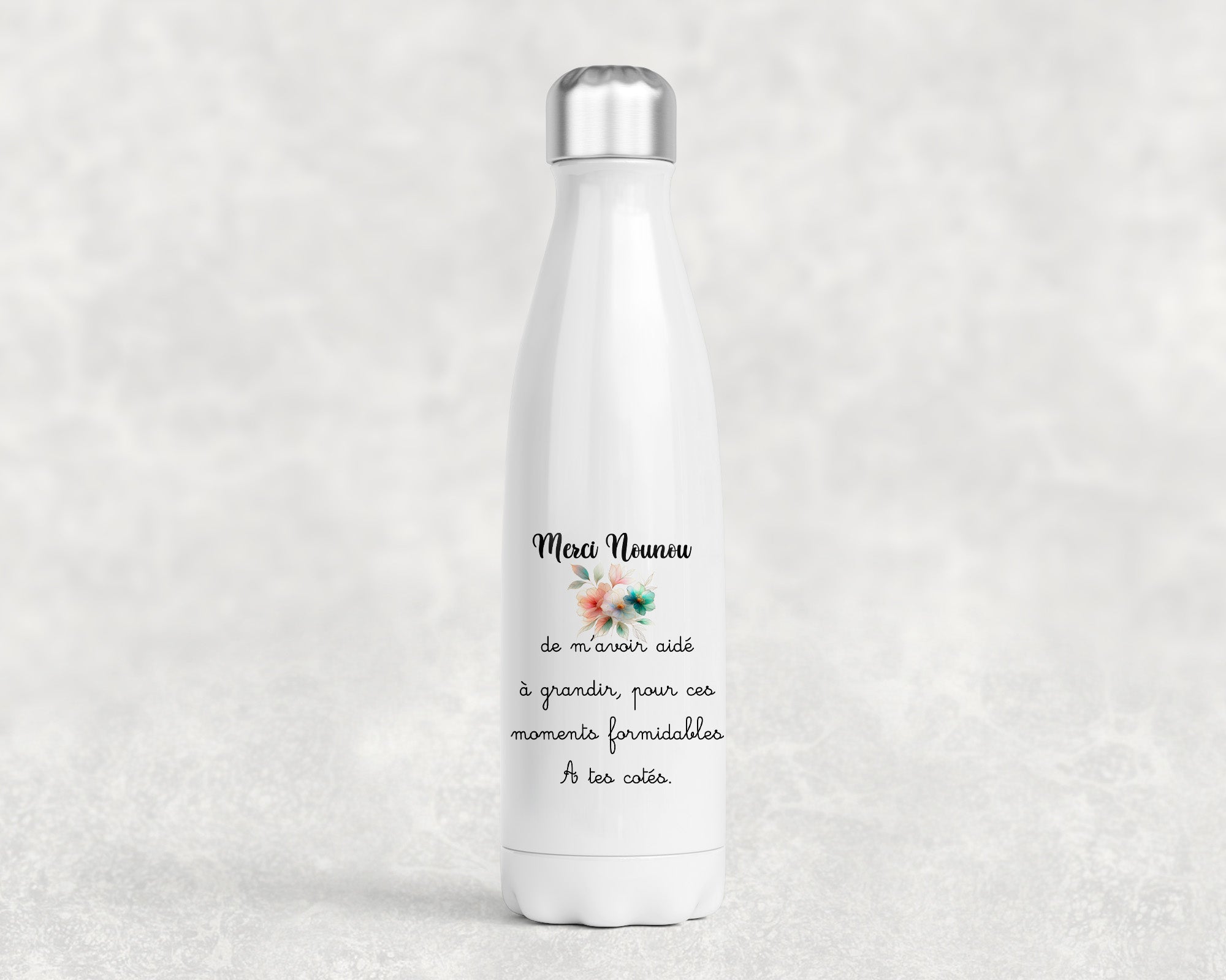 Gourde-bouteille Isotherme Personnalisée 750 ml – Cadeau Merci Nounou avec Prénom