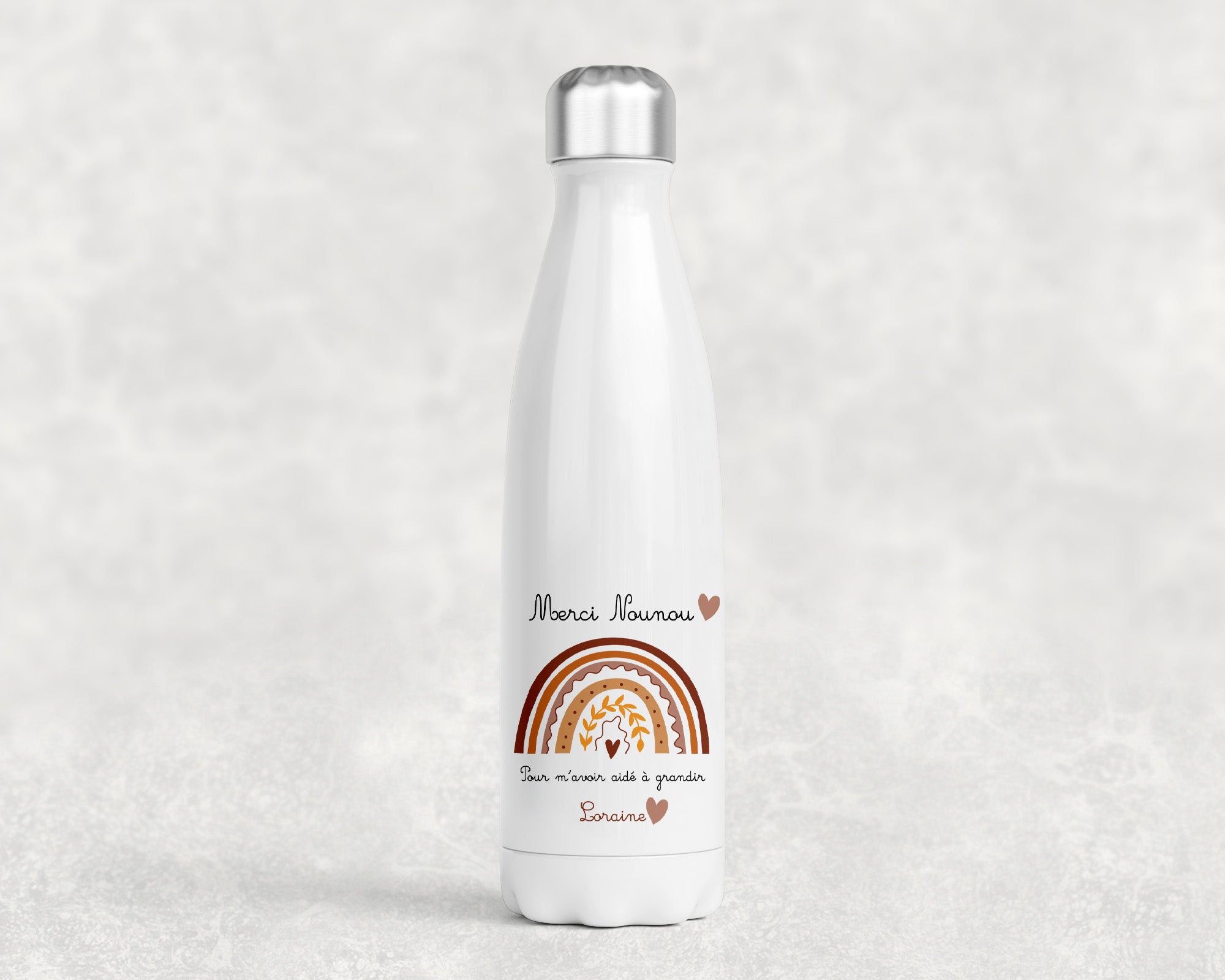 Gourde-bouteille Isotherme Personnalisée 750 ml – Cadeau Merci Nounou avec Prénom