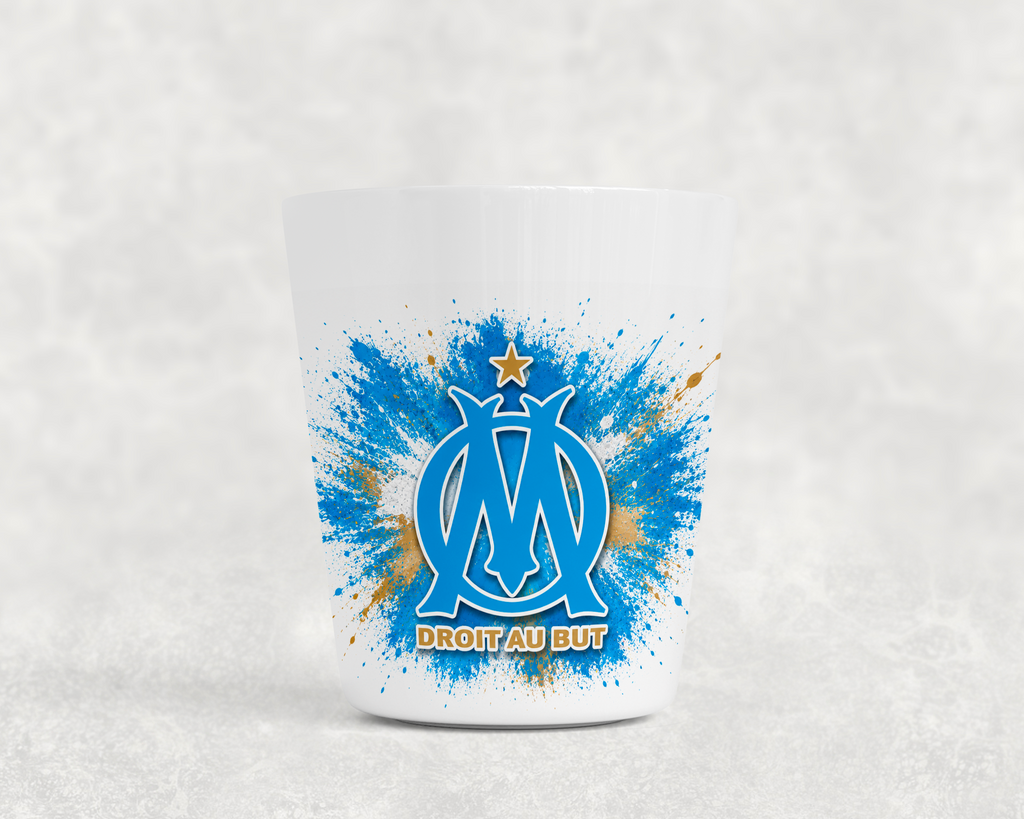 Gobelet Enfant Football Bleu & Or – Tasse Réutilisable Inspirée de Marseille, Cadeau pour Jeunes Passionnés de Foot