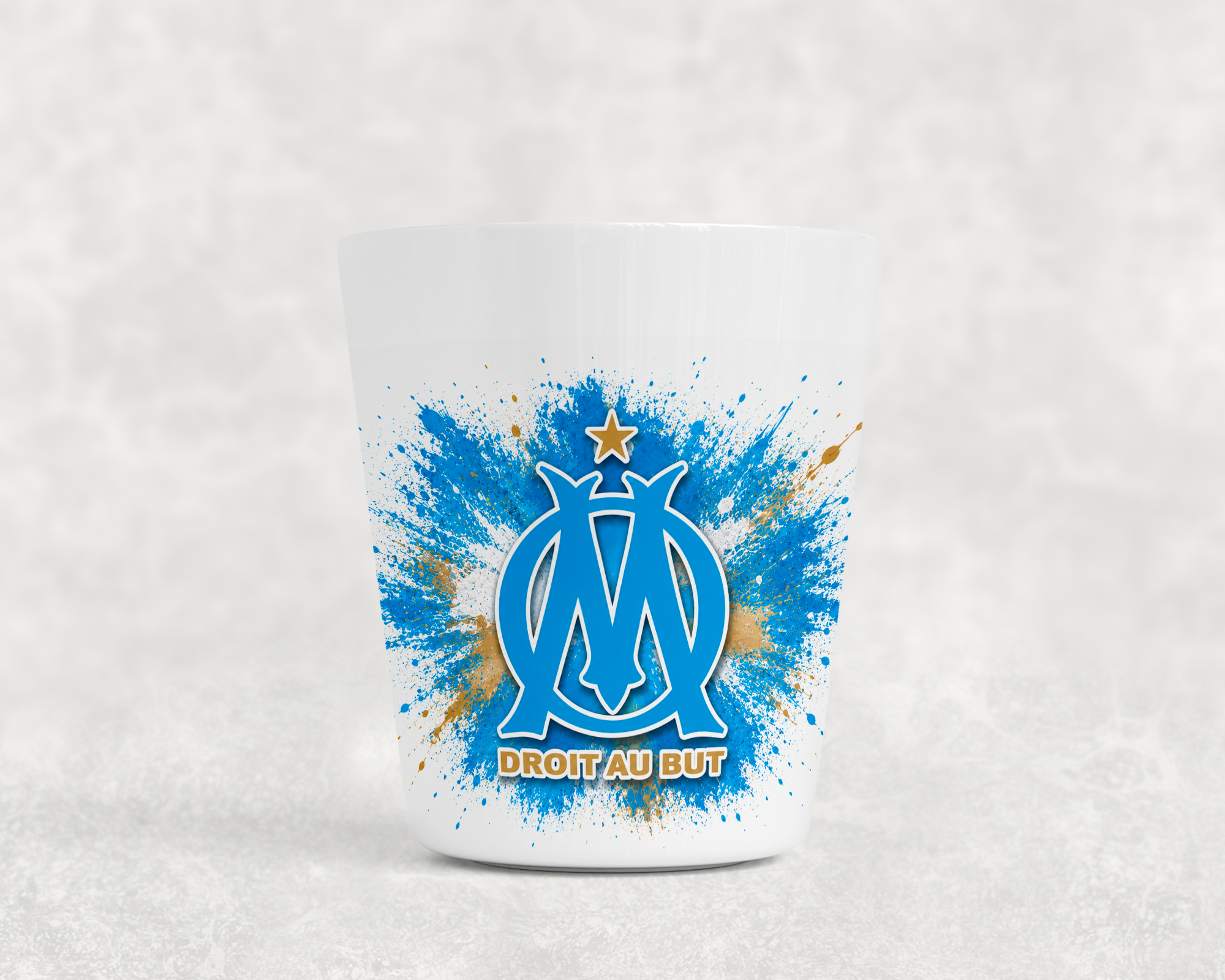 Gobelet Enfant Football Bleu & Or – Tasse Réutilisable Inspirée de Marseille, Cadeau pour Jeunes Passionnés de Foot