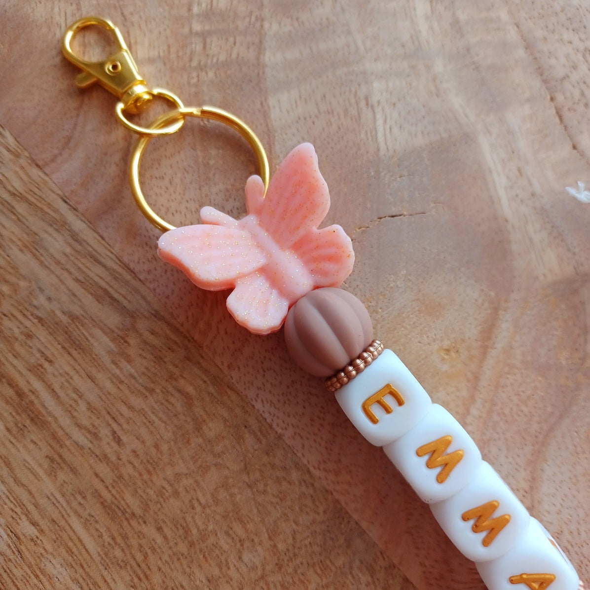 Porte-clés personnalisable, perles en silicone, cadeau chic 