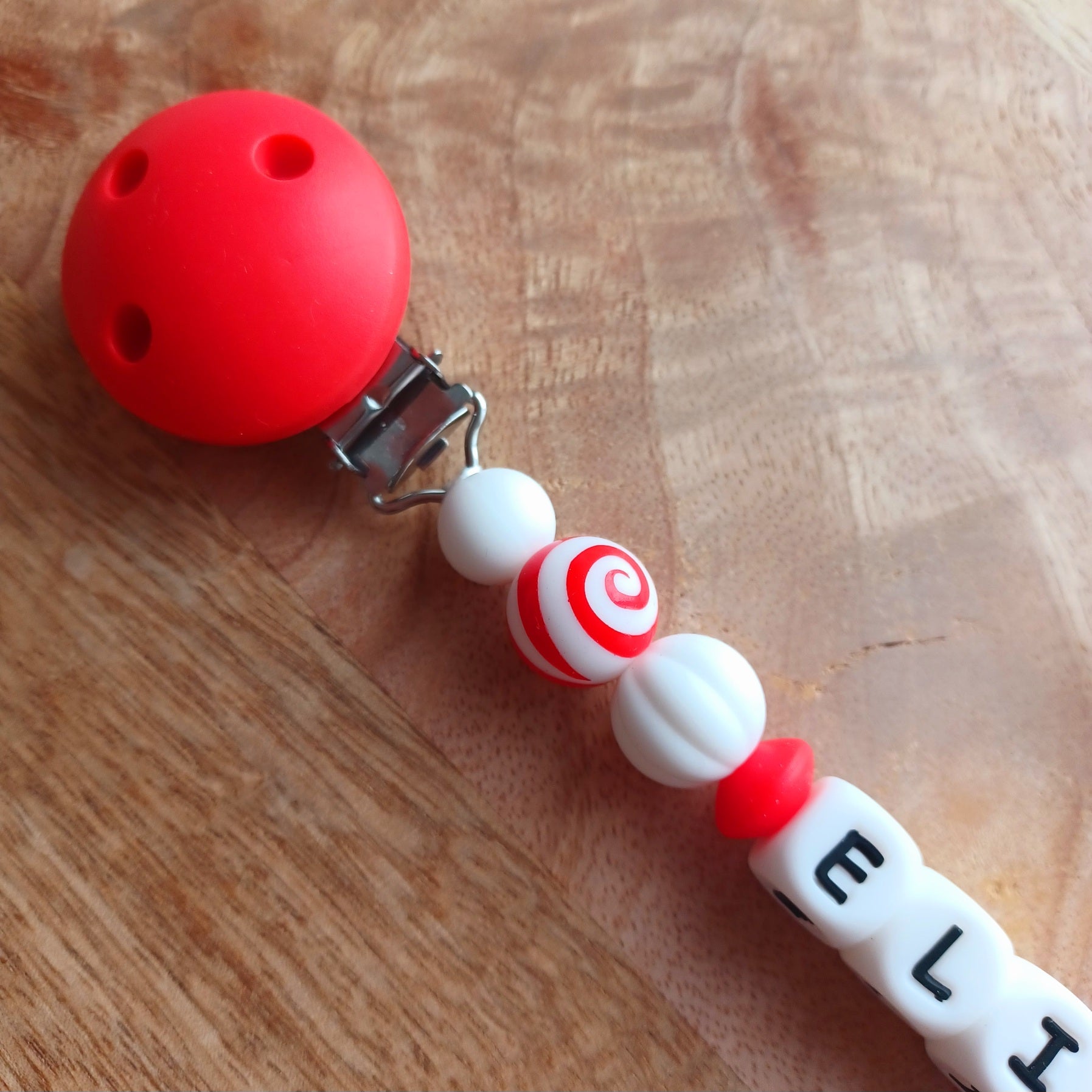 Attache tétine silicone, Boule de Neige, Noël