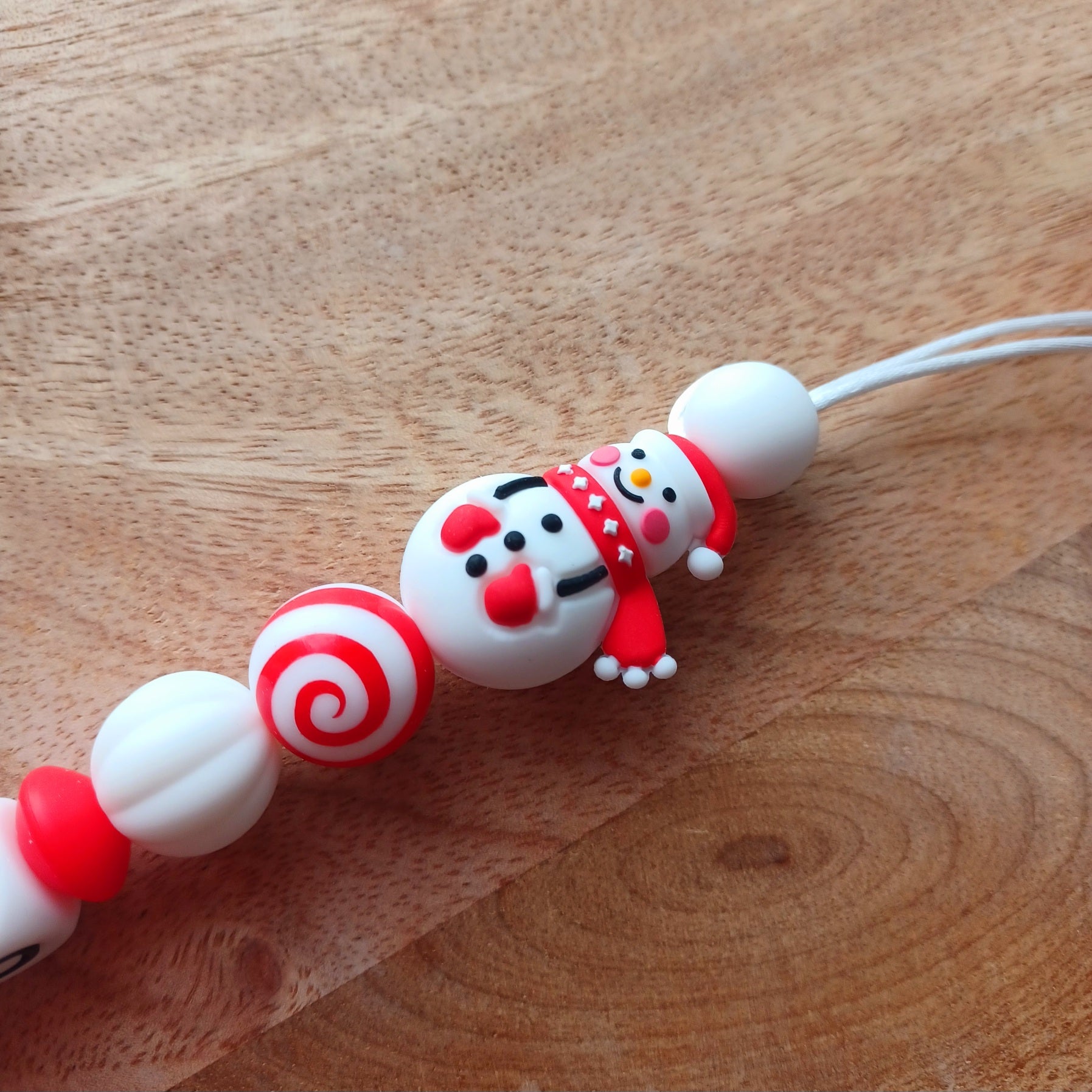 Attache tétine silicone, Boule de Neige, Noël