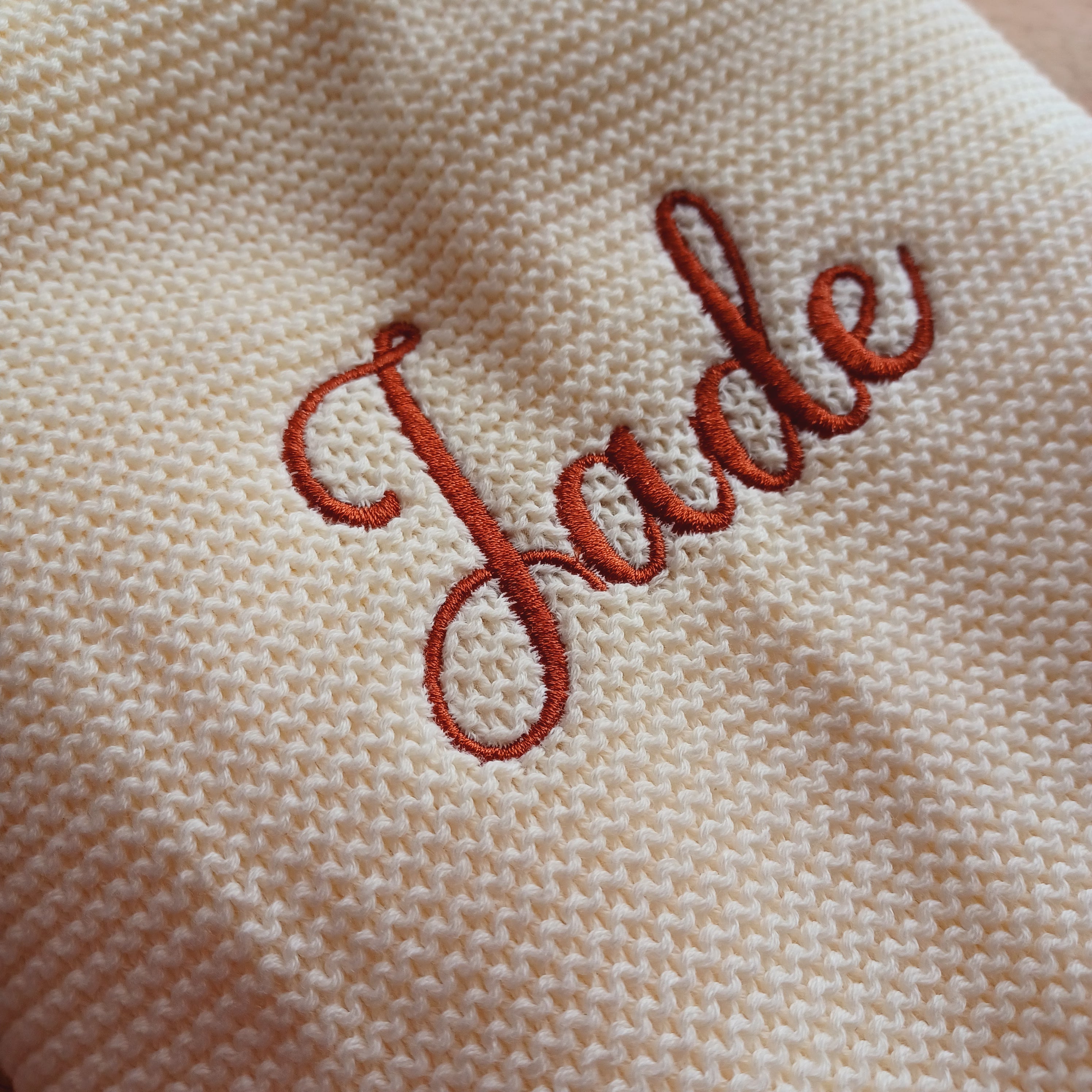 Couverture bébé tricot coton, personnalisable.