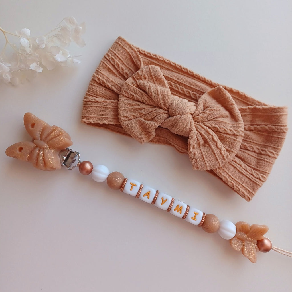 Bandeau élastique, Nœud pour bébé & enfants. Tons marrons, beige, créme
