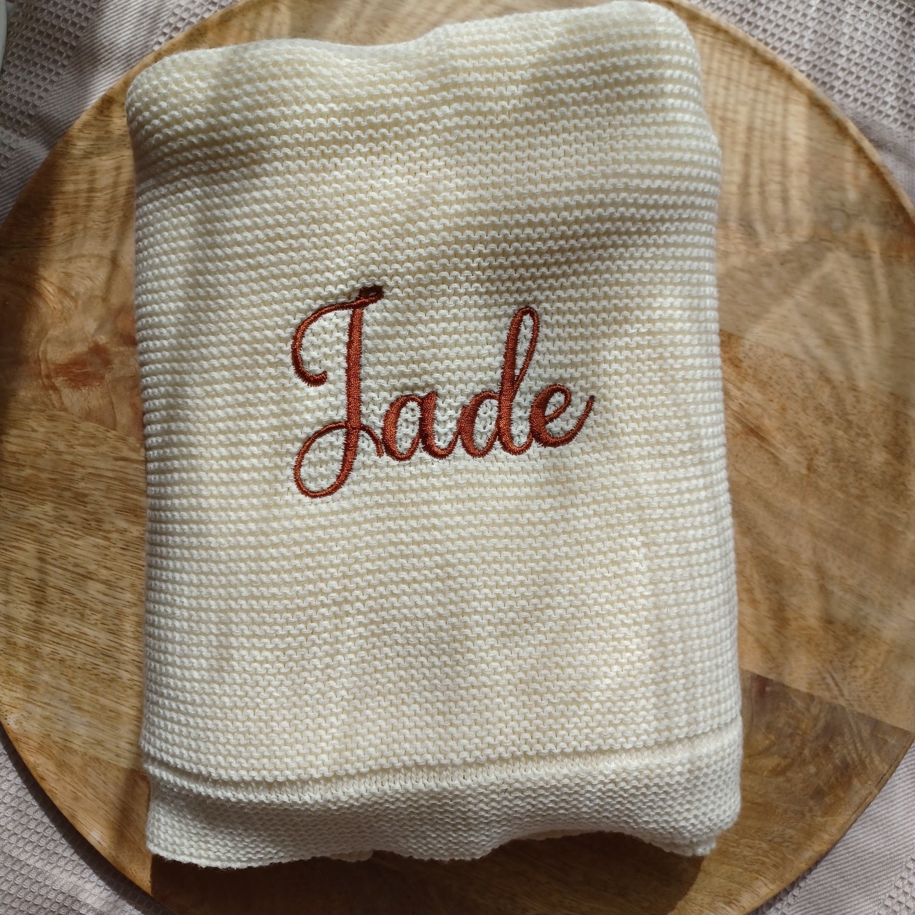 Couverture bébé tricot coton, personnalisable.