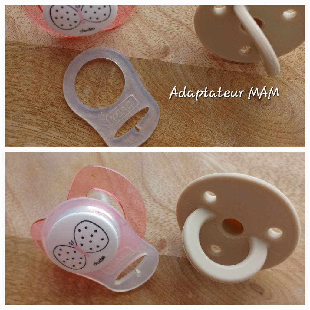 Attache tétine silicone perles imprimées, cadeau naissance, Léana
