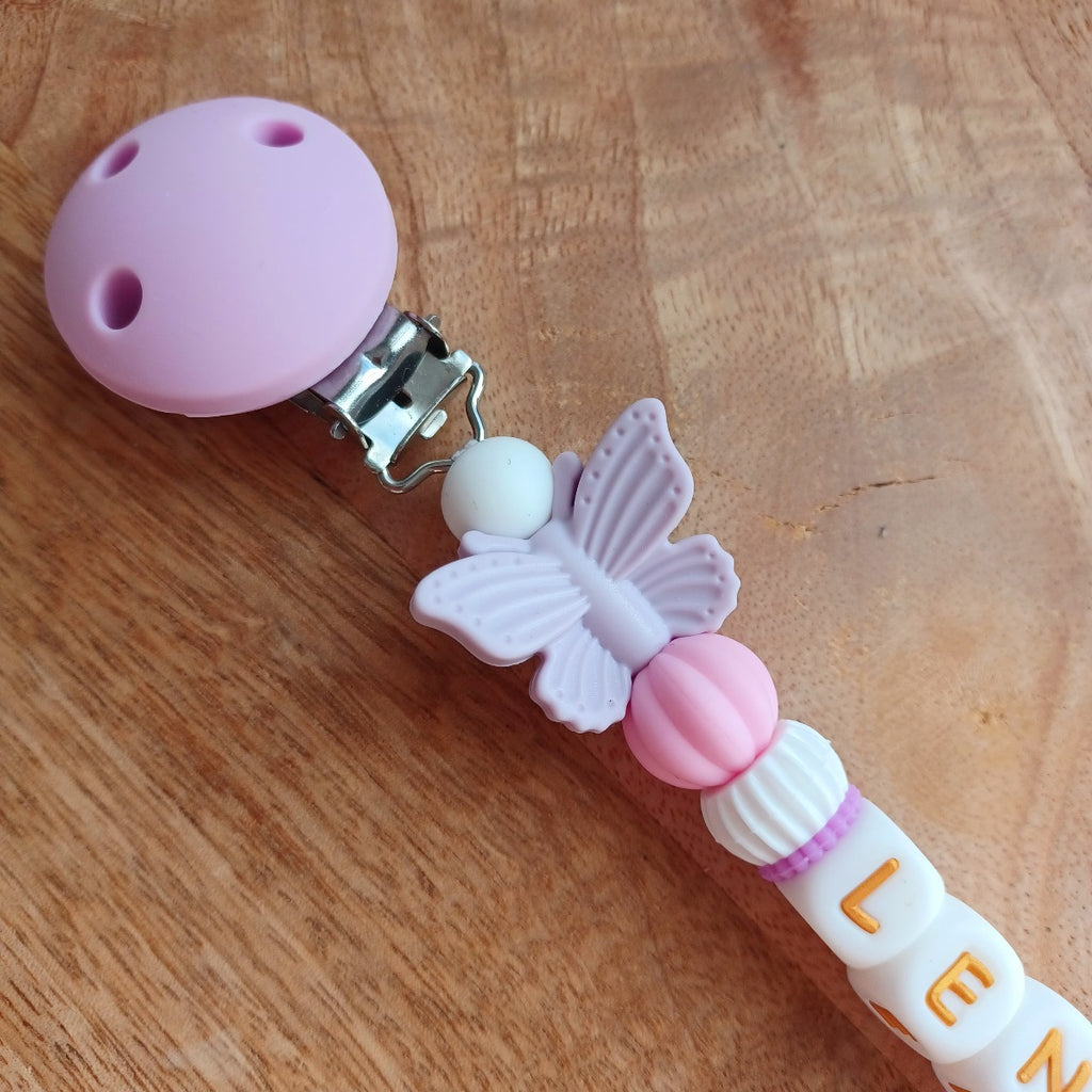 Attache tétine silicone, arc en ciel, Violet . Lena