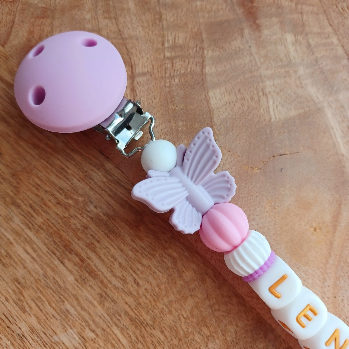 Attache tétine silicone, arc en ciel, Violet . Lena